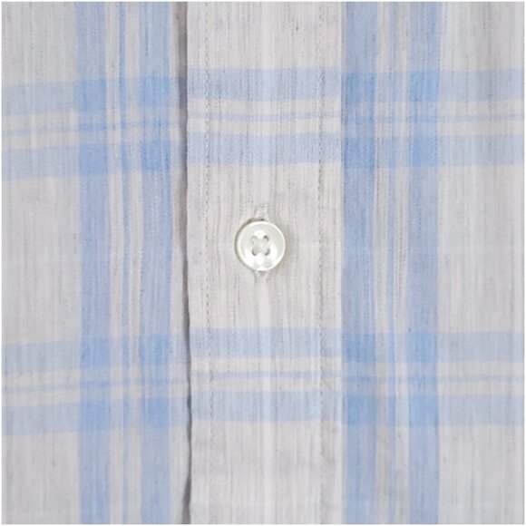 FAHERTY Large Blue Plaid Movement Cotton Stretch Blend Long Sleeve Shirt - Picture 6 of 9
